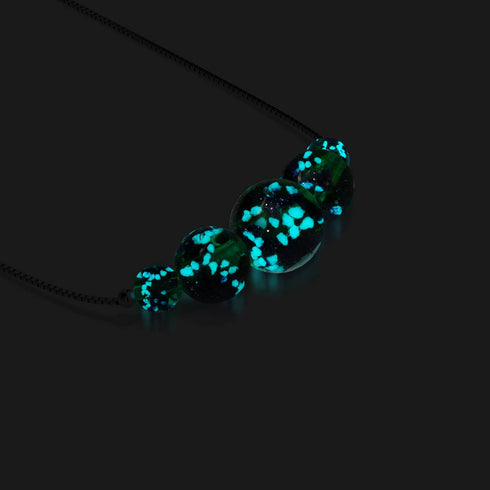 Collier avec fermoir infini en verre Firefly | Argent sterling 925 | Trèfle bleu